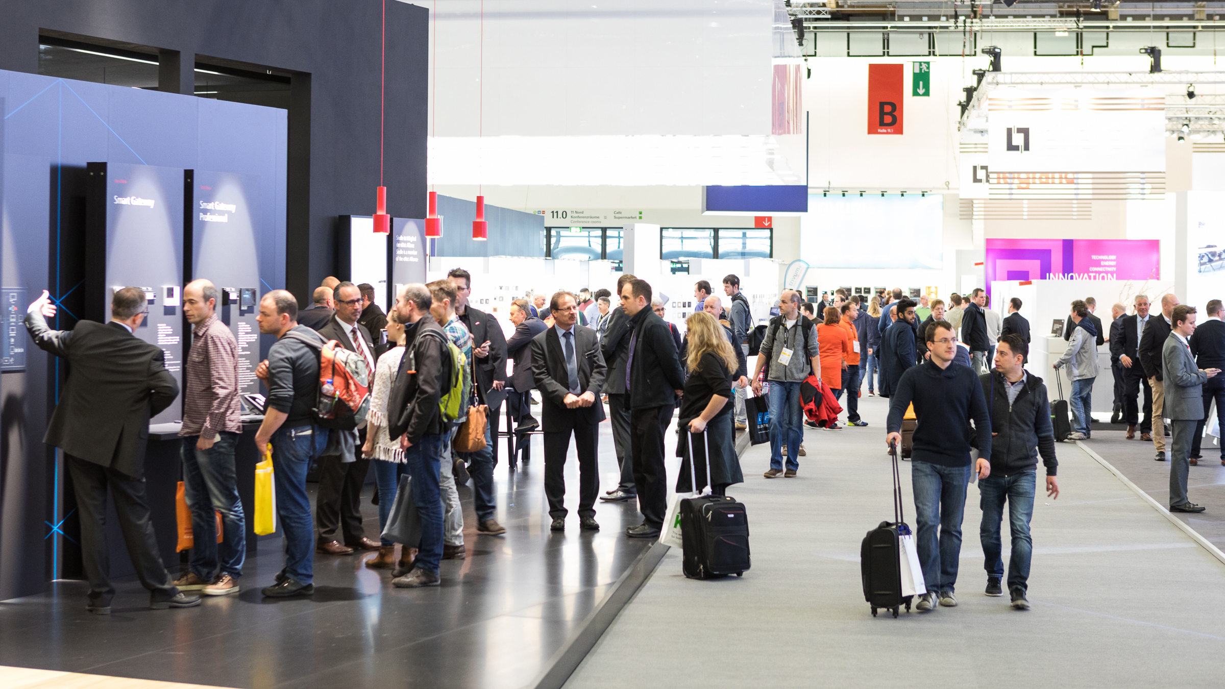 Fair visitors in a hall